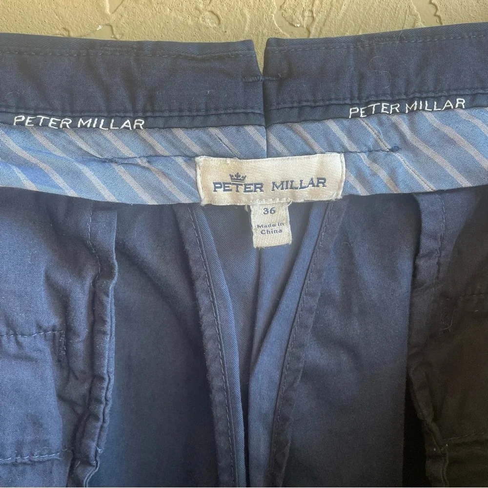PETER MILLAR  GOLF FLAT FRONT TROUSER PANTS NAVY BLUE 36 X 35 SLIM FIT